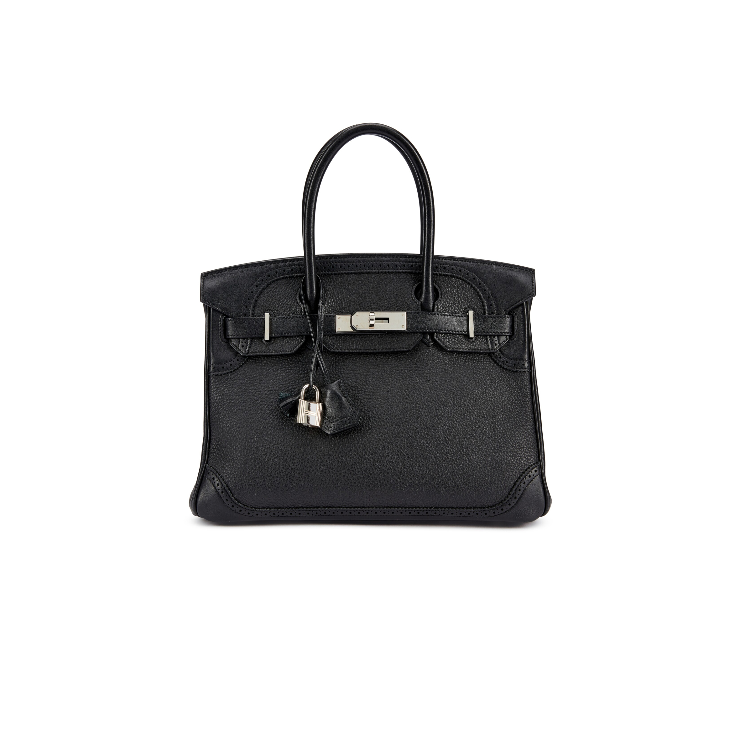 H**mes master birkin 35 swift and togo lace series black bag gold buckle h082650ck08 (35*28*18cm)